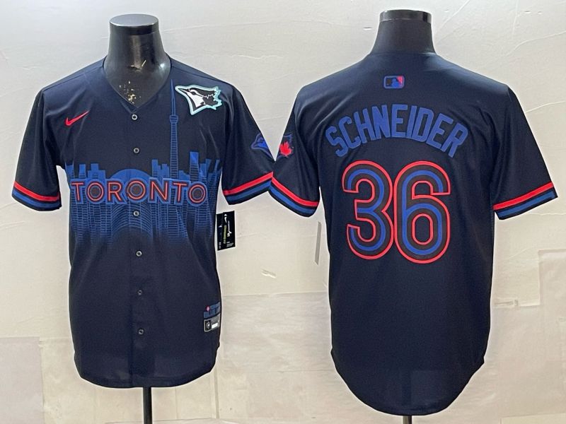 Men 2025 Nike Toronto Blue Jays #36 Schneider Blue Game MLB Jersey 02